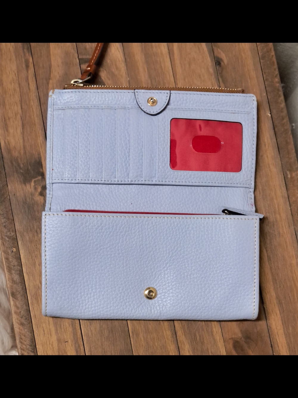 Dooney & Bourke Pebble Grain Folded Zip Wristlet Wallet - Glacier Blue - Picture 6 of 11